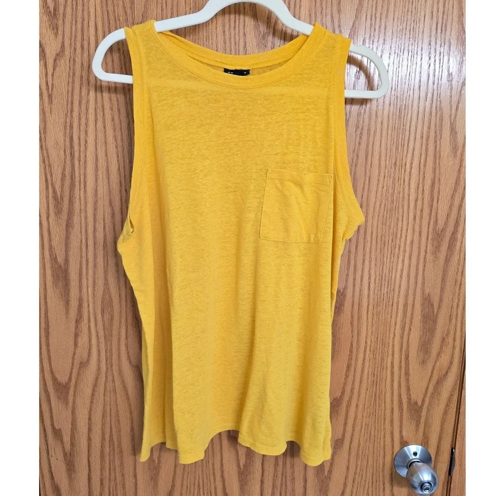 Torrid Womens Mustard Yellow Linen Blend Pocket Tank Top Size 1